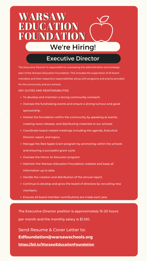 Warsaw Education Foundation Hiring an Executive Director Eisenhower