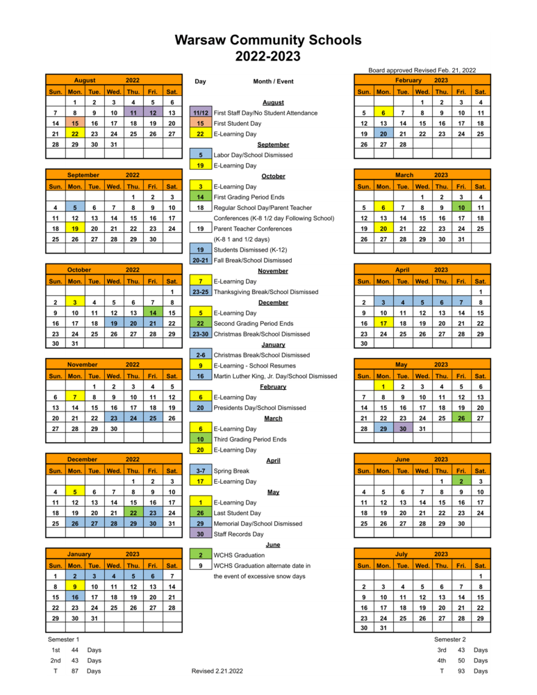 Calendar Update: 2022-2023 | Madison Elementary School
