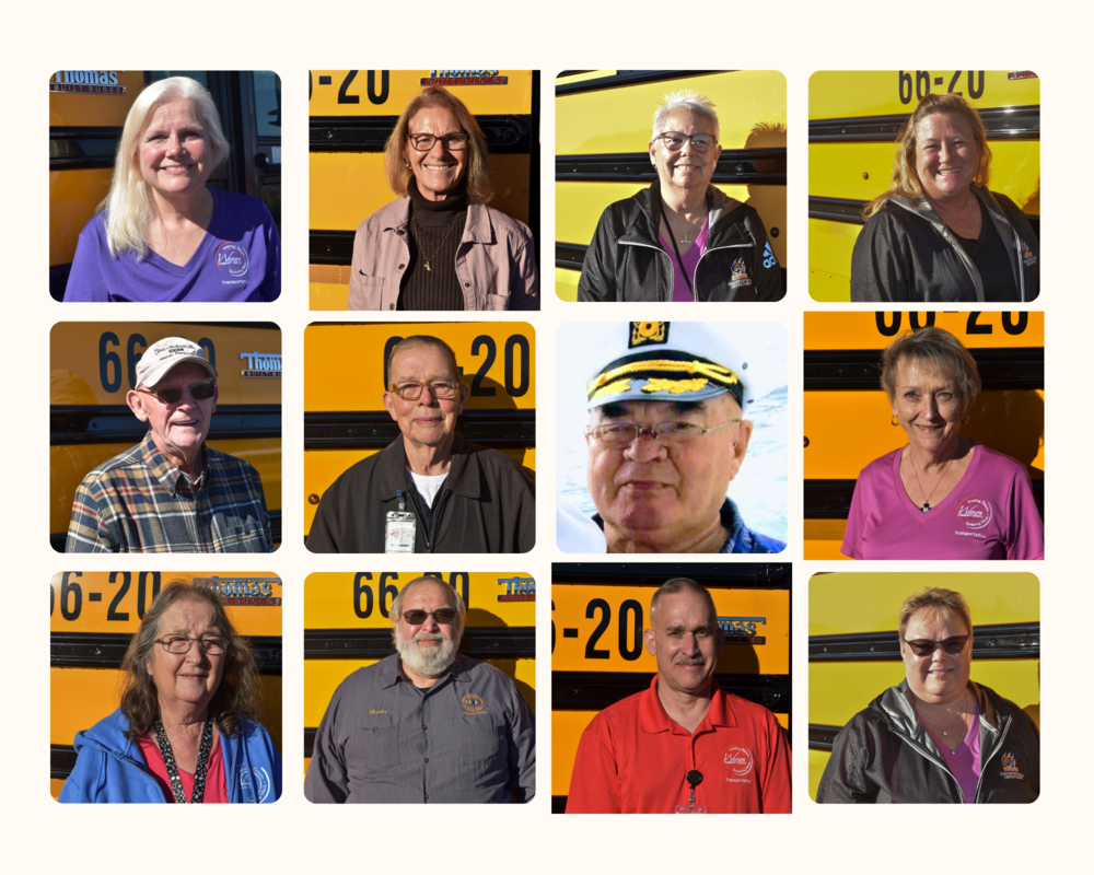 bus safety photo collage of drivers