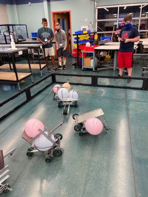​Automation & Robotic students are testing their designs in the balloon demo derby.​