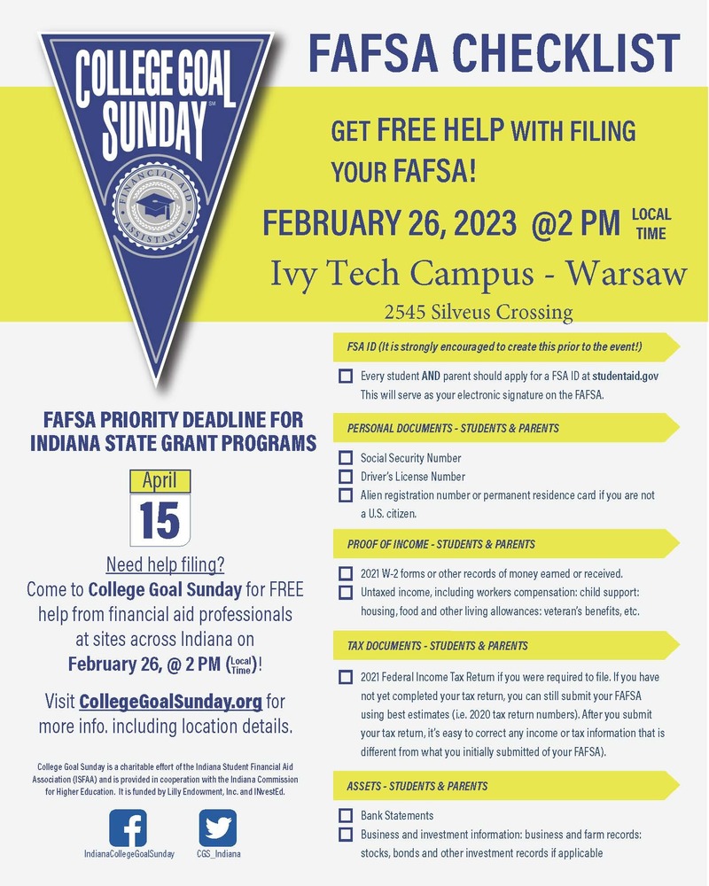 FAFSA Event At Ivy Tech Campus Warsaw Area Career Center