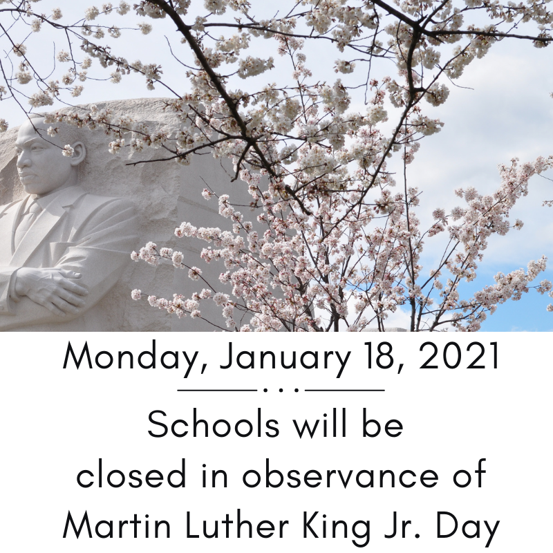 Reminder: School Closed Monday Jan. 18, 2021