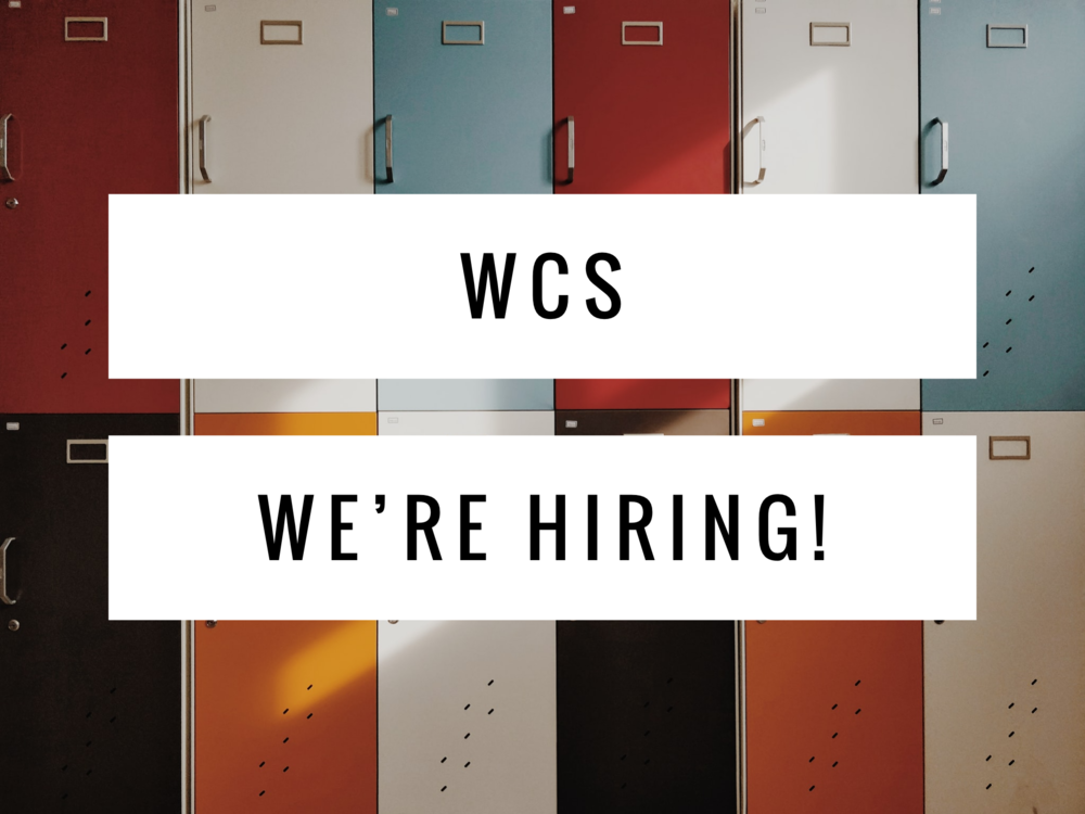 Lockers with We're Hiring Text