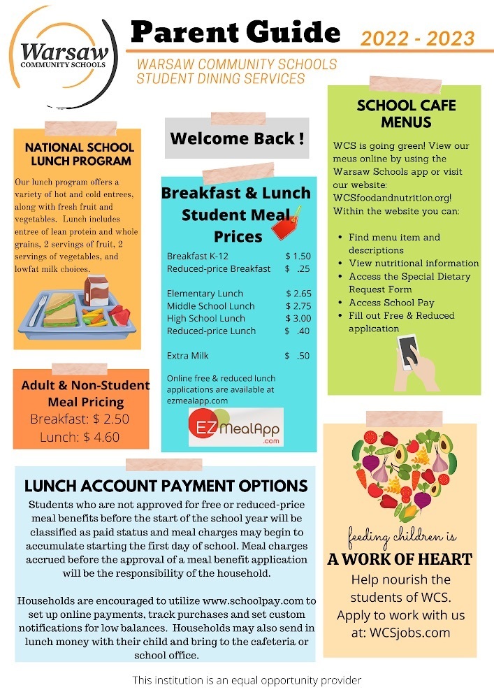 updated breakfast and lunch info