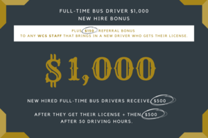 We're Hiring: $1,000 BONUS Full-Time Bus Drivers