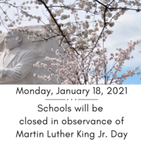 Reminder: School Closed Monday Jan. 18, 2021