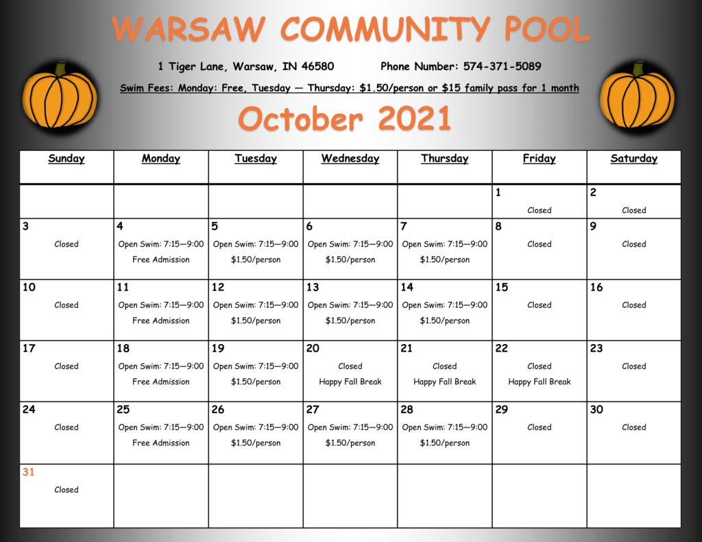 Community Pool Calendar