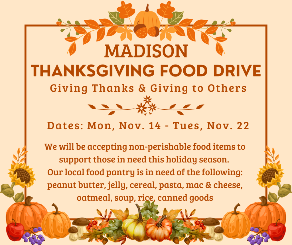 Madison Thanksgiving Food Drive Flyer